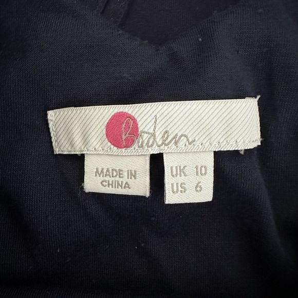 Boden Marcia Festival Boho Flamingo Embroidered V Neck Top Size 6  Shirt Blue - Picture 7 of 7